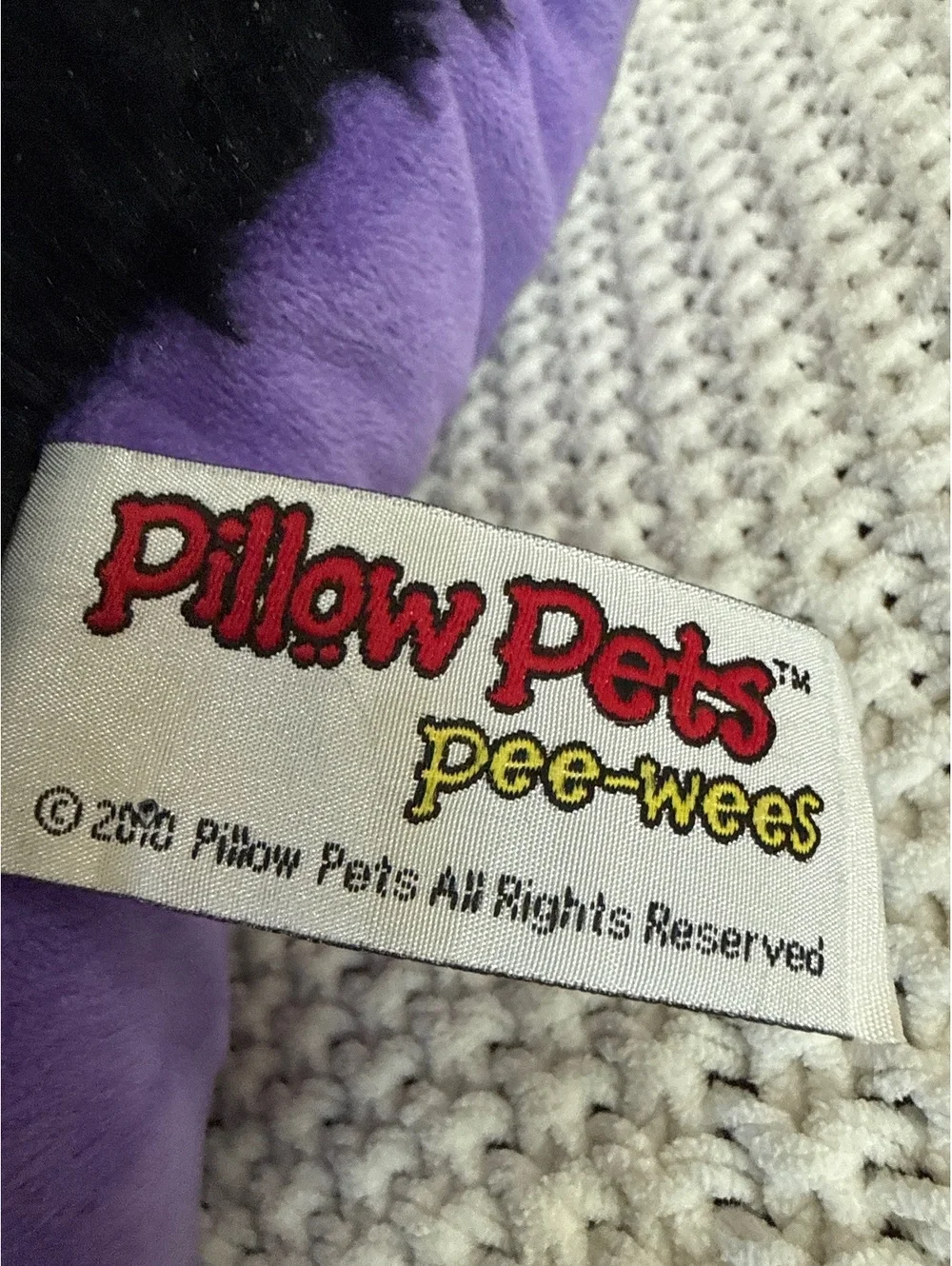 Pillow Pets Pee-Wees Black and Purple Cat Plush Pillow